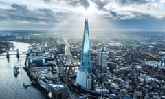 Aerial view of the Shard in London
