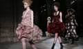 Models present creations for Alexander McQueen during the 2015-2016 fall/winter ready-to-wear collection fashion show on March 10, 2015 in Paris.