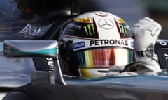 Lewis Hamilton driving his Mercedes punches the air as he wins the Australian Formula One 1 Grand Prix, Melbourne, Australia.