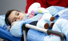 Ashya King arrives for first proton beam treatment of his brain tumour at the Proton Therapy Centre in Prague in September. 