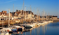 Boats lined up on the quay at Deauville harbour