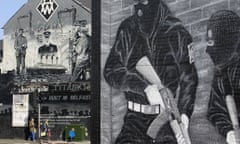 Contrasting murals depict the Titanic and gunmen in the Loyalist Newtownards Road area (see History of Terror, Belfast). Photograph: Peter Morrison/AP