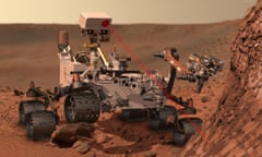 The Curiosity rover (seen here in an artist's impression) has been forced to halt its work on the surface of Mars, while engineers investigate a fault.