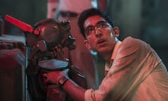 Dev Patel with his creation in Chappie.
