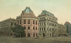 Old lithograph illustration of Indian Writers Building Calcutta