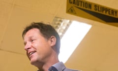 Liberal Democrat leader, Nick Clegg, on the campaign trail in Essex on Sunday.