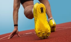 Runner on starting blocks