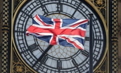 The Union Flag flutters in front of the Big Ben clock tower on the Houses of Parliament in London