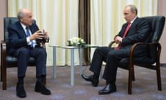 Russian President Vladimir Putin meets FIFA President Joseph Blatter in Sochi