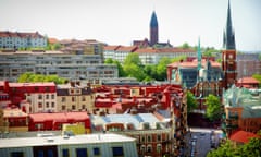 View over Gothenburg's rooftops of and churches.