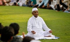 Anna Hazare at Mahatma Gandhi memorial