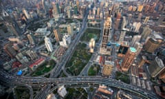 An aerial view of central Shanghai.