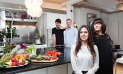 Giorgio Locatelli and family at home in CamdenL-R: Jack, Giorgio, Margherita (Dita) and Plaxy.
