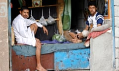 Yemeni men chew khat in Sana'a.