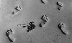 Northumberland. Footprints on Newton Beach. 