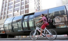 Curitiba's 357 tube-shaped stations connect the city's bus rapid transit system.