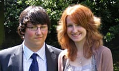 Hannah Williams, smiling, with her ex, Sam Waudby in a garden