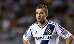 Robbie Rogers in the colours of the Los Angeles Galaxy during a match against the Seattle Sounders