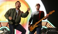 Blur performing on the main stage at the Isle of Wight Festival as Saturday night headliners.