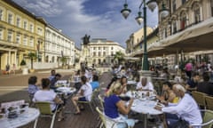 Sidewalk cafe, Szeged, Csongrad County, Hungary