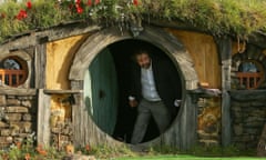 Peter Jackson leaving a Hobbit House in 2012.