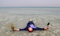 Bill Drummond lying in the Dead Sea