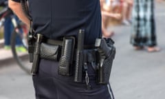 Equipment belt of an American uniformed police office