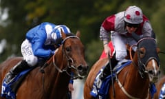 aul Hanagan on Muhaarar just wins the Darley July Cup from Tropics and Pat Cosgrave at Newmarket