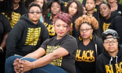 Alicia Garza, one of the founders of the #BlackLivesMatter movement, and fellow activists.