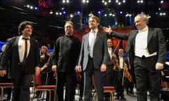 (from right) Sergei Babayan, Alexei Volodin and Daniil Trifonov with Valery Gergiev at the Royal Albert Hall for Prom 14.