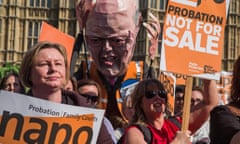 Criminal solicitors and probabtion officers demonstrate outside Parliament during a protest against cuts to legal aid and attacks on the probation service.