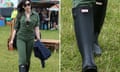 Daisy Lowe wearing monogrammed wellies.