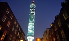 The BT Tower lit up at night