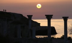 ancient ruins in the Chersonesus Taurica National Conservancy Area on the Black Sea.