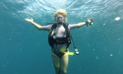 Charlotte Orba dives off the Seychelles. 