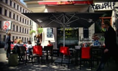 A street scene looking onto the Albert Cafe on Karl-Heine-Stra  e in Plagwitz, Leipzig