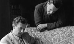 British composer Benjamin Britten with his life partner, tenor Peter Pears photographed during rehearsals for Britten's Rape of Lucretia at Glyndebourne, 1946,