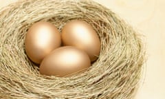A nest with golden eggs in it