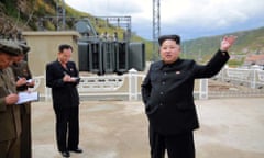 North Korean leader Kim Jong-un inspects a North Korea power station contruction site in an undated picture released by KCNA.