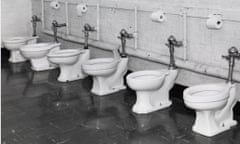 Row of toilets.