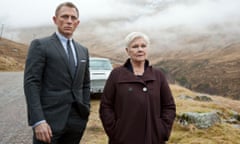 Daniel Craig as James Bond, left, and Judi Dench as MI6 head M, in a scene from the film "Skyfall."