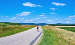 Cyclist in rural Alsace.