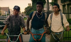 Kiersey Clemons as Diggy, Shameik Moore as Malcolm and Tony Revolori as Jib in Dope.