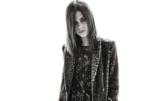 A model – not Carine but she could be – models Carine Roitfeld's collection for Uniqlo