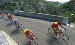 Cyclists tackle Mont Ventoux during a stage of the Tour de France