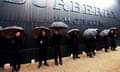 Umbrellas outside the Burberry show