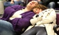 Passengers sleeping in airport