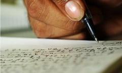 A journalist taking notes in shorthand