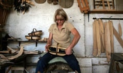 Sarah Page makes a trug in her workshop near Hailsham, East Sussex