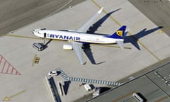 A Ryanair plane before departure